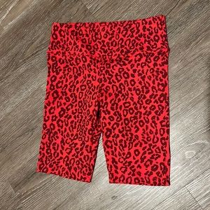 Red Leopard Print Long Shorts